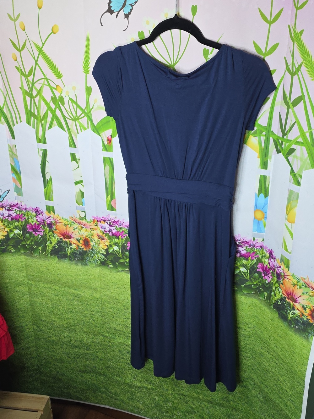 Quince Tensel Jersey Ruched Dress in Black or Navy Last Navy XS - Picture 7 of 9
